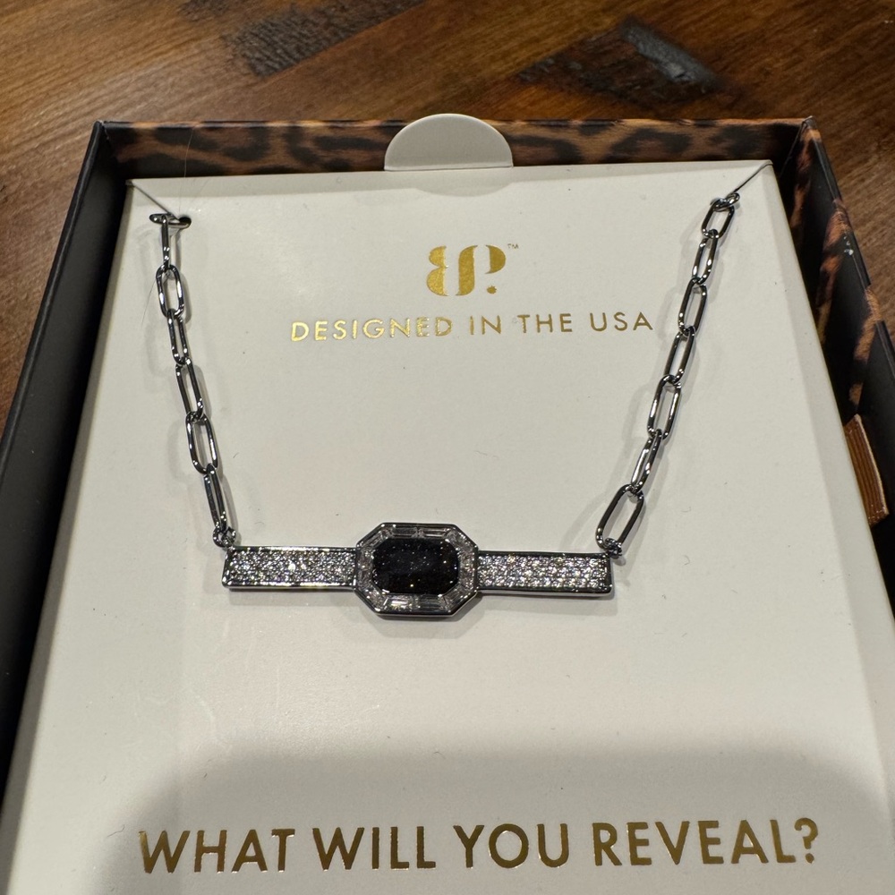 Untamed Collection - Bomb Party Silver-Tone Necklace with Black/Crystal Center